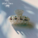 Velvet Claws Hair Clip | Cherries in Crystal White | Claw Clip in Velvet Travel Bag