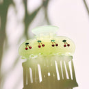 Velvet Claws Hair Clip | Cherries in Mint Ice | Claw Clip in Velvet Travel Bag
