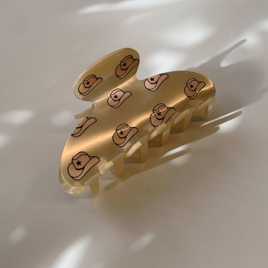 Velvet Claws Hair Clip | Cowgirl Hat in Gold Hair Claw
