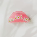 Velvet Claws Hair Clip | Flowers in Pink | Claw Clip in Velvet Travel Bag