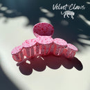 Velvet Claws Hair Clip | The Freckle in Pink | Claw Clip in Velvet Travel Bag