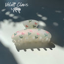 Velvet Claws Hair Clip | The McKenzie in Heart Flower | Claw Clip in Velvet Travel Bag