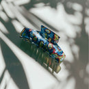 Velvet Claws Hair Clip | The Psychedelic in Blue Acid Trip | Claw Clip in Velvet Travel Bag