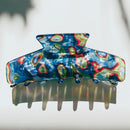 Velvet Claws Hair Clip | The Psychedelic in Blue Acid Trip | Claw Clip in Velvet Travel Bag