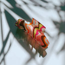 Velvet Claws Hair Clip | The Psychedelic in Wavy Tangerine | Claw Clip in Velvet Travel Bag