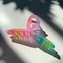 Velvet Claws Hair Clip | The Rainbow in Cursive | Claw Clip in Velvet Travel Bag