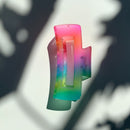 Velvet Claws Hair Clip | The Rainbow in Rectangular | Claw Clip in Velvet Travel Bag