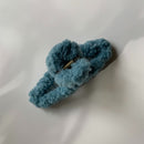 Velvet Claws Hair Clip | Triangle Plush in Faux Fur Blue | Claw Clip in Velvet Travel Bag