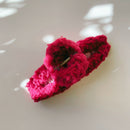 Velvet Claws Hair Clip | Triangle Plush in Faux Fur Magenta | Claw Clip in Velvet Travel Bag