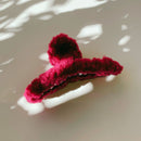 Velvet Claws Hair Clip | Triangle Plush in Faux Fur Magenta | Claw Clip in Velvet Travel Bag