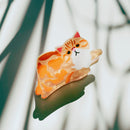 Velvet Claws Mini Orange Cat Hair Claw | Claw Clip in Velvet Travel Bag