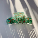 Velvet Claws Psychedelic in Green Ecstasy Hair Claw | Claw Clip in Velvet Travel Bag