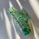 Velvet Claws Psychedelic in Green Ecstasy Hair Claw | Claw Clip in Velvet Travel Bag