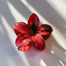 Velvet Claws Red Flower Hair Claw | Claw Clip in Velvet Travel Bag