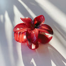 Velvet Claws Red Flower Hair Claw | Claw Clip in Velvet Travel Bag