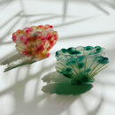 Velvet Claws Seashell Claw Set of 2: Aqua and Coral | Hair Claw Clip in Velvet Travel Bag