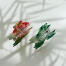 Velvet Claws Seashell Claw Set of 2: Aqua and Coral | Hair Claw Clip in Velvet Travel Bag