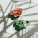 Velvet Claws Seashell Claw Set of 2: Aqua and Coral | Hair Claw Clip in Velvet Travel Bag