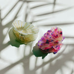 Velvet Claws Seashell Claw Set of 2: Pearl and Purple | Hair Claw Clip in Velvet Travel Bag