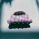 Velvet Claws Small Hair Clip | Checkered Disco Cloud in Lilac | Claw Clip in Velvet Travel Bag