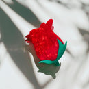 Velvet Claws Small Hair Clip | Red Rosebud | Claw Clip in Velvet Travel Bag