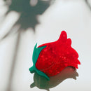 Velvet Claws Small Hair Clip | Red Rosebud | Claw Clip in Velvet Travel Bag