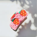 Velvet Claws Strawberry Granny Square Hair Claw | Claw Clip in Velvet Travel Bag