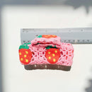 Velvet Claws Strawberry Granny Square Hair Claw | Claw Clip in Velvet Travel Bag