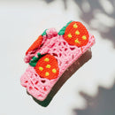 Velvet Claws Strawberry Granny Square Hair Claw | Claw Clip in Velvet Travel Bag