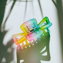 Velvet Claws The Rainbow in Pretty Bow Hair Claw | Claw Clip in Velvet Travel Bag