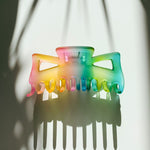 Velvet Claws The Rainbow in Pretty Bow Hair Claw | Claw Clip in Velvet Travel Bag