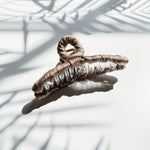 Velvet Claws Ultra Profesh Satin Wrapped Thin Hair Claw in Bronze | Claw Clip in Velvet Travel Bag
