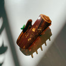 Velvet Claws Wood Log Hair Clip | Claw Clip in Velvet Travel Bag