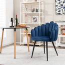 Modern Velvet Dining Chair with Metal Base and Petal Backrest