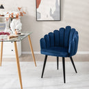 Modern Velvet Dining Chair with Metal Base and Petal Backrest