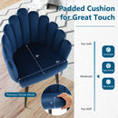 Modern Velvet Dining Chair with Metal Base and Petal Backrest