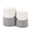 Velvet/Linen Fabric Storage Ottoman Set of 2