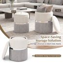 Velvet/Linen Fabric Storage Ottoman Set of 2