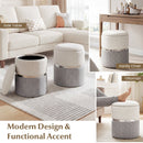 Velvet/Linen Fabric Storage Ottoman Set of 2