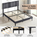 Velvet Upholstered Platform Bed with Height Adjustable Vertical Channel Headboard