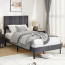 Upholstered Platform Bed with Adjustable Headboard - Twin Size