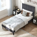 Upholstered Platform Bed with Adjustable Headboard - Twin Size