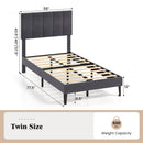 Upholstered Platform Bed with Adjustable Headboard - Twin Size