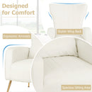 Velvet Upholstered Wingback Chair with Lumbar Pillow and Golden Metal Legs