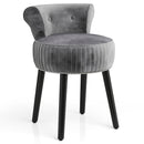 Velvet Vanity Chair with Back Upholstered Vanity Stool with Tufted Low Back and Solid Wood Legs