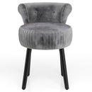Velvet Vanity Chair with Back Upholstered Vanity Stool with Tufted Low Back and Solid Wood Legs