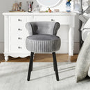 Velvet Vanity Chair with Back Upholstered Vanity Stool with Tufted Low Back and Solid Wood Legs