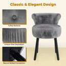 Velvet Vanity Chair with Back Upholstered Vanity Stool with Tufted Low Back and Solid Wood Legs