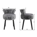 Velvet Vanity Chair with Back Upholstered Vanity Stool with Tufted Low Back and Solid Wood Legs
