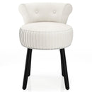 Velvet Vanity Chair with Back Upholstered Vanity Stool with Tufted Low Back and Solid Wood Legs